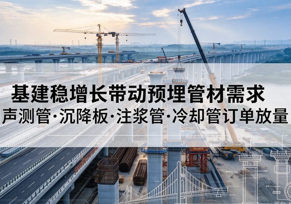 庐江基建稳增长带动预埋监测管材需求，声测管、沉降板、注浆管订单持续放量